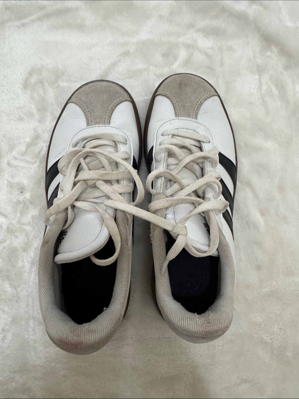adidas White and Gray Kids Lace-Up Sneakers